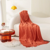 마켓에이 니트태슬 소파커버 천 덮개, 오렌지