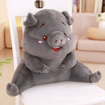 리빙에스 동물마을 등 허리 쿠션 배게, 흑돼지