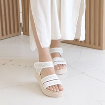 여성용 벨크로 스트랩 뮬량 통굽 샌들