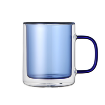 착한살림 홈카페 이중 유리 머그잔 350ml, 블루, 1개
