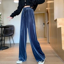 데이소이 여성용 벨벳 와이드 팬츠