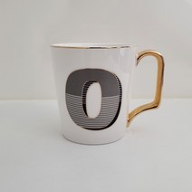 위플립 골드 이니셜 알파벳 머그컵 350ml, O, 1개