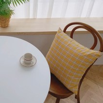 레인보우하우스 세이지 체크 쿠션커버