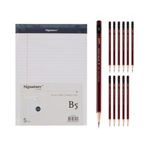 시그니처 리갈패드 B5 5p + 유니볼 연필 5B 12p, 화이트(리갈패드), 1세트