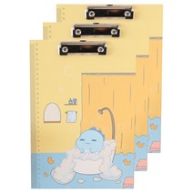 슬로우데코 공룡 캐릭터 눈금자 클립 보드 A4 22.5 x 31.9 cm, 하늘색 공룡, 3개