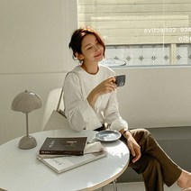 여성용 베이직 노카라 코튼 셔츠