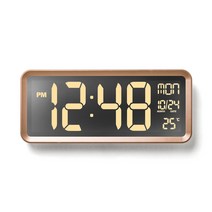 OWC 클린 빅미러 LED 다용도 디지털 벽시계, 골드