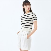 미쏘 여성용 린넨 스트라이프 풀오버