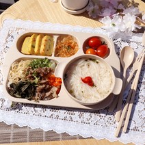 파스텔 리빙 다이어트 식판 + 컵 + 국그릇 + 수저 세트, 베이지