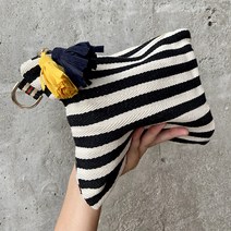 다온베뉴 캔버스 스트라이프 화장품 파우치 데일리 클러치백
