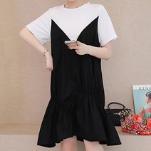 페이크 투피스 피쉬 테일 썸머 임산부 반소매 원피스