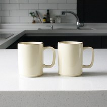 에크렌 골드 림 데일리 머그잔 300ml, 베이지, 2개