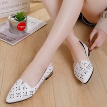 여성용 스틸레토 펀칭 가죽 편안한 캐주얼 플랫슈즈 단화 PRDS118