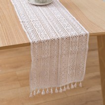 마켓에이 크로셰 레이스 테이블러너, 화이트, 30 x 160 cm
