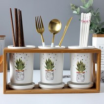 마켓감성 세라믹 3구 심플리드 수저통세트, 타입6, 1세트