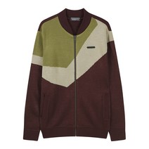 ROOTA 남성용 자카드 배색 니트 집업