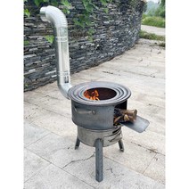 드럼통화덕 캠핑용 숯불 화목난로 가마솥 석쇠 그릴, 6.1KG 35cm 두께 1.5 원형 2개 + 사은품