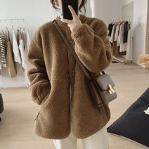 JUSTFEELING 오버핏 플리스 자켓 코트 뽀글이 양털후리스 점퍼 여성