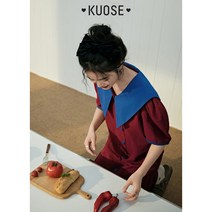 KUOSE 쿠오세 감미로운 반소매 원피스 여성 2023 봄/여름 디자인 감각의 미니어치 롱 스커트