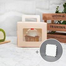 투명창 미니케이크상자(창문형 핑크 높이11cm)+물결받침포함