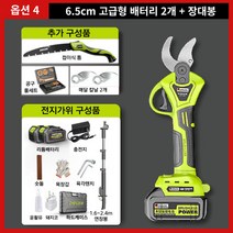 전동 전지가위 충전식 전동가위 무선 만능팔 독일 전기 가위 감따는 기구 조경 정원 관리, 옵션4 - 6.5cm 고급형배터리2개 풀세트 + 장대봉