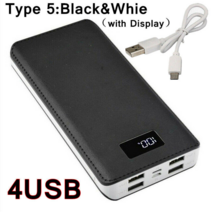 Unbranded 아이폰/안드로이드용 미국 휴대용 충전기 4USB 전원 은행 900000m, Black & White（LCD）