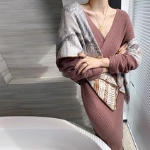 새로운 가을 겨울 하이 엔드 Mintry 세련된 스웨터 드레스 여성 스타일 Bottoming 내부 닫기 피팅 니트 드레스