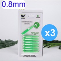 치면착색제 교정용왁스 치과용 고리 유아 아기치실 0.6mm-1.2mm 잇몸 치간 치아 스틱 브러시 치아 청소 이쑤시개 치간 브러시 치과 도구 사이 구강 관리, 0.8 글렌 3박스, 1개