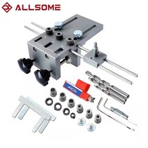ALLSOME-3 In 1 Dowelling 지그 6/8/10mm 목재 드릴링 가이드 로케이터 DIY 목공 도구용 조정 가능한 장부촉 키트