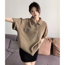 반팔 프린트 캐주얼 코디 커플 와플 자수 골프 티셔츠