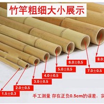 전원주택담장 야외 마당 발코니 테라스 가림막 정원 울타리휀스 얇은 대나무 기둥 야채 흰색 깃발 대나무 기둥 천장 대나무 션 부식 방지 대나무 줄기 설정, 두께 6cm 길이 2m 부식 방지 플러스 스트레이