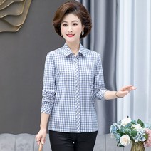 여자 체크셔츠 편안한 데일리룩 이쁜 공대 개발자 OOTD 순수 코튼 셔츠 여성 긴 소매 2023 봄 가을 새로운 스타일 중년 여성 어머니의 탑 여성 면화 격자 무늬 셔츠