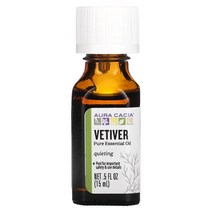 Aura Cacia 퓨어에센셜 Pure Essential 오일 Oil Vetiver 0.5 fl oz 15ml, 0.25 fl oz