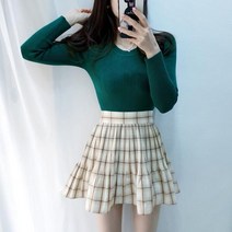 도도스타일 보들 촘촘골지 라운드 키작녀 니트