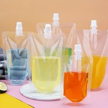 투명 스파우트 파우치 200ml 음료 육수 주스 액체 포장 소분 보관 용기 팩, 20매입