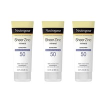 Neutrogena 쉬어 징크 옥시드 드라이 터치 페이스 미네랄 선크림 SPF 50 논코메도제닉 & 논그리시 60ml, 88 ml (Pack of 3)