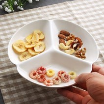 3칸 원형 반찬 도자기 나눔접시, 1개 단품