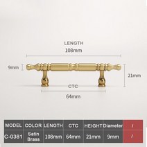 앤티크 서랍식 새틴 문 손잡이 빈티지 주방 캐비닛 찬장 당김 하드웨어, [08] C-0387-128-polish