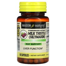 메이슨 내추럴 Mason Natural 밀크시슬(실리마린) 표준화 추출물 캡슐 60개, 1개