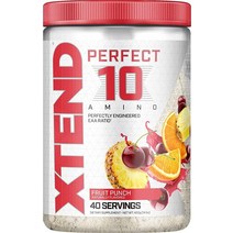 XTEND Perfect 10 아미노 EAA 파우더 과일 펀치 필수 아미노산 5g 분지 사슬 수분 공급 회복을 위한 전해질 40회 분량, 14.1 Ounce (Pack of 1), Fruit Punch