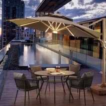 태양광 LED 원형 파라솔 3m(아이보리), 단품