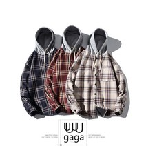 유유가가 남자 간절기 체크 남방 후드 야구점퍼 가디건 점퍼 자켓(기모안감)