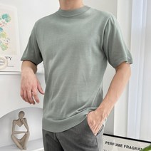 남성 남자 반팔 니트티 데일리 캐주얼 라운드 여름 심플 무지 기본 패션 상의 컬러 베이직