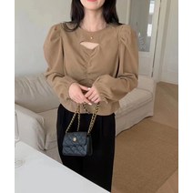 춘추 한국판 주름 펀칭 조심기 긴팔티 퍼프소매 캐주얼 레깅스녀