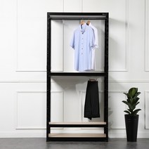 아도라하우스 드레스룸 철제 조립식 행거2개 900x400 높이2100 4단, 화이트