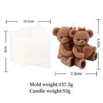 토끼몰드 석고방향제몰드 곰돌이몰드 포옹 심장 커플 곰 실리콘 양초 금형 DIY 동물 만들기 수지 아로마, [03] Hug