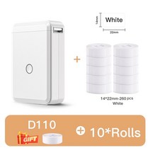 산업용 라벨 프린터 휴대용 라벨기 인쇄기 niimbot d110 d11 d101 스마트 미니 포켓 열 스티커 메이커 사무실 홈용 자체 접착, white14x22-10롤