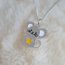 미아방지 은 목걸이 쥐모양, 만3~7세 37cm