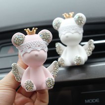 큐빅 베어브릭 차량용 석고방향제 차량용 여성용 송풍구 클립형 장식품 인형 자동차 액세서리 벤츠 bmw크라운베어 고급디퓨저, 흰색 2개