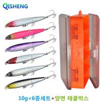 [QISHENG] 농어 광어 삼치 우럭 쏘가리 미노우 미끼 배스 루어낚시 세트, 싱킹-10g*6종, 혼합색상